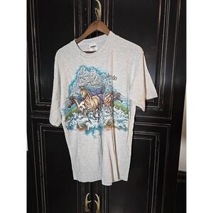 Colorado Wild Horses Vintage Running Wrap-Around Single Stitch T-Shirt XL, Sanse